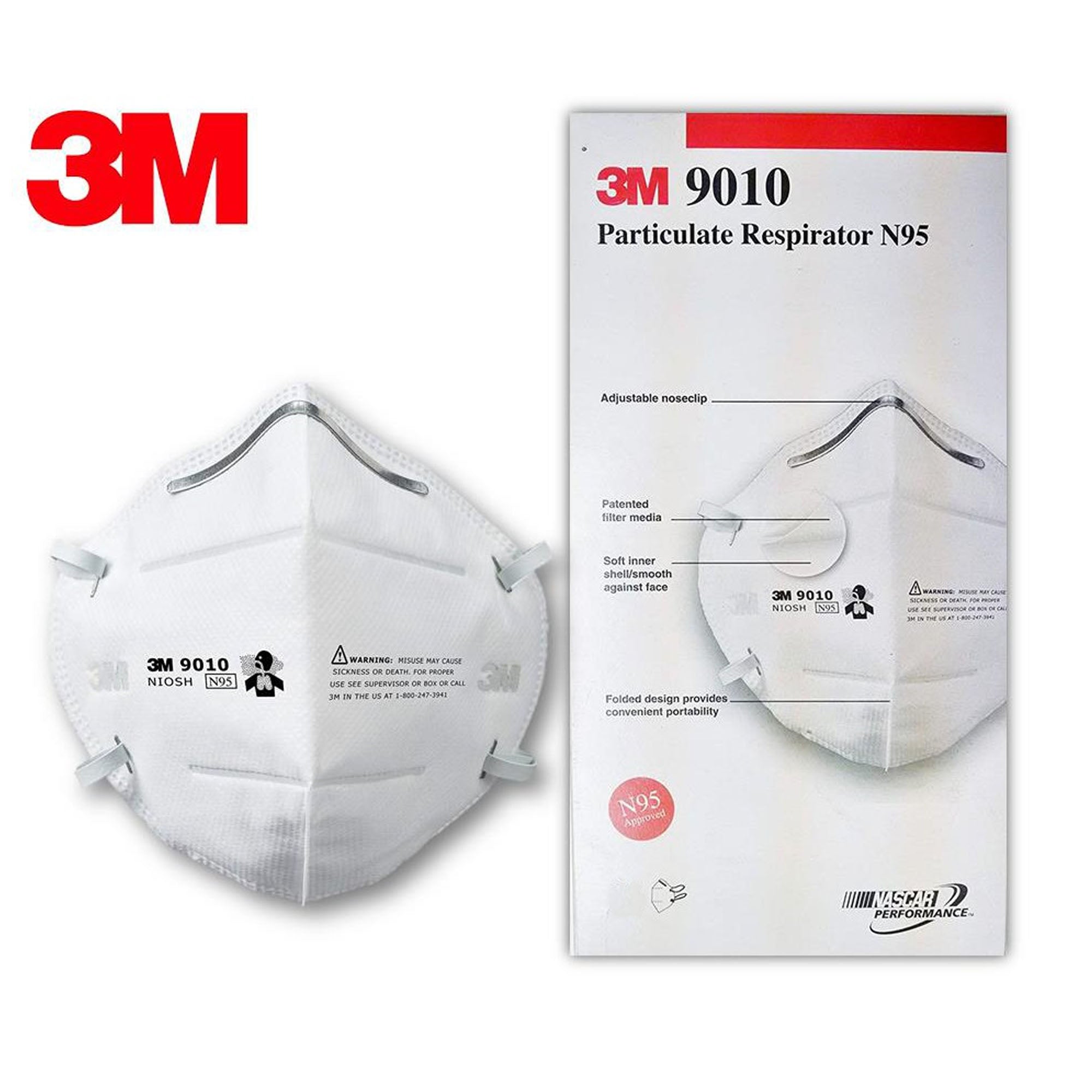 3M Particulate Respirator 9010 N95 Mask - 50 Pack