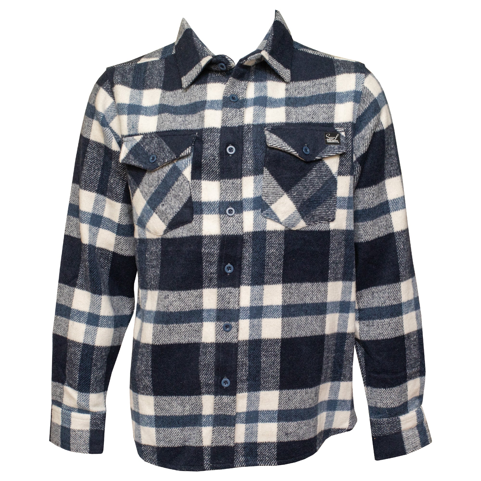 Surf Station 4th Street Men's L/S Flannel Shirt - Navy