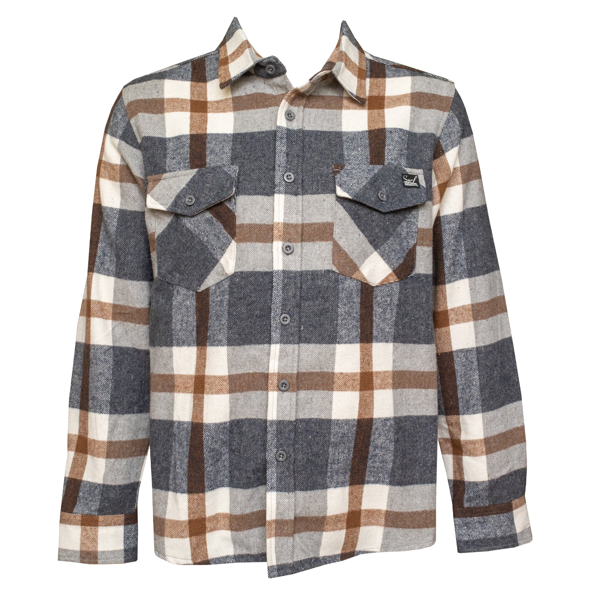 Surf Station 4th Street Men's L/S Flannel Shirt - Silver