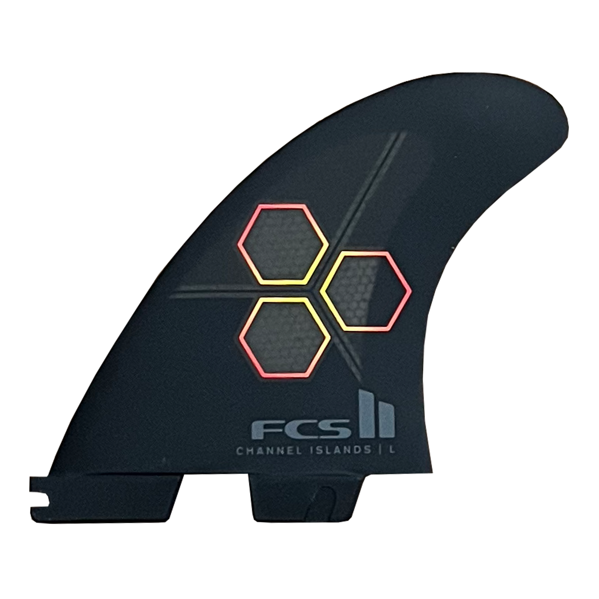 FCS II Channel Islands Performance Core 5-Fin Surfboard Fins - Large/Black Flame