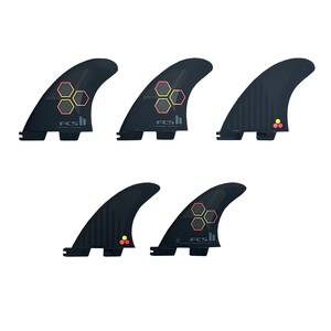 FCS II Channel Islands Performance Core 5-Fin Surfboard Fins - Large/Black Flame