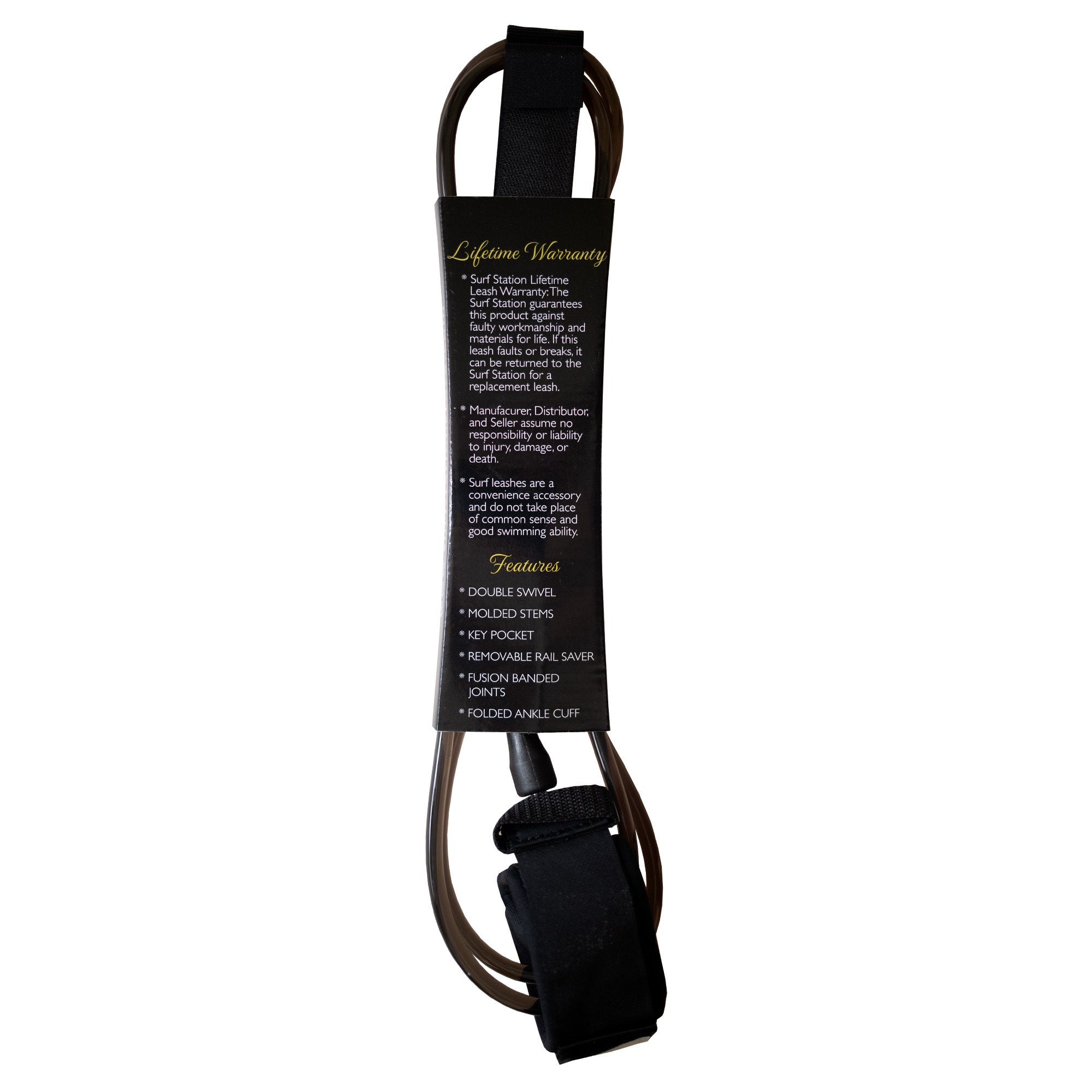 Surf Station Signature Series 6' Surfboard Leash - Black