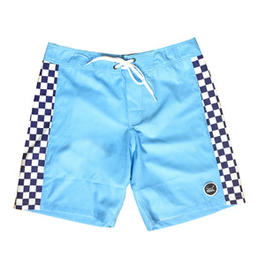 Surf Station Raya 18" Men's Boardshorts - Carolina Blue/Checkered