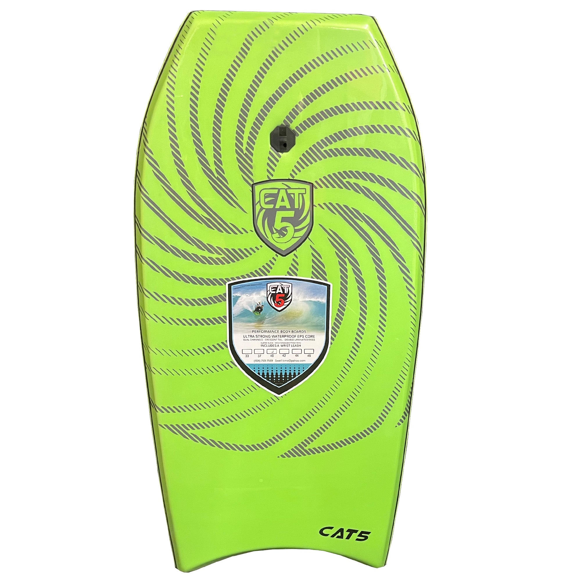 Cat 5 Original 44" Bodyboard w/ Leash - Green