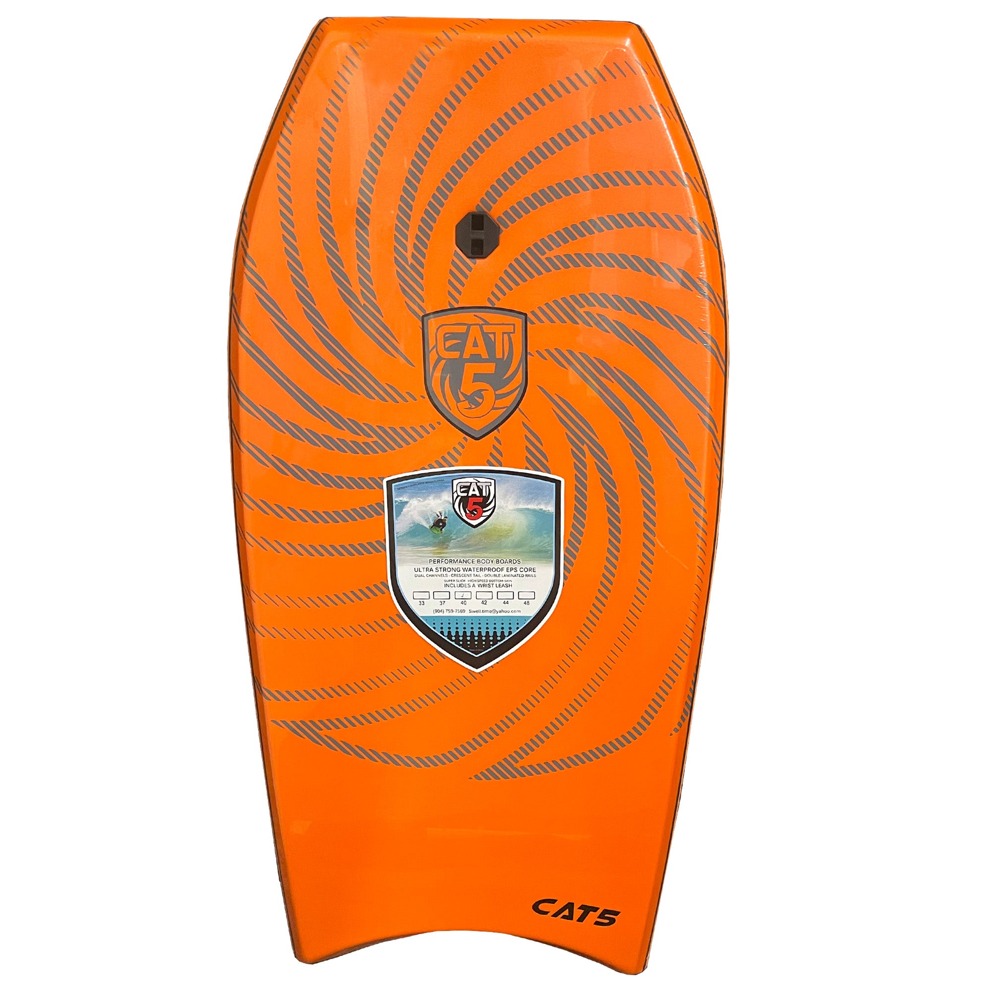 Cat 5 Original 44" Bodyboard w/ Leash - Orange