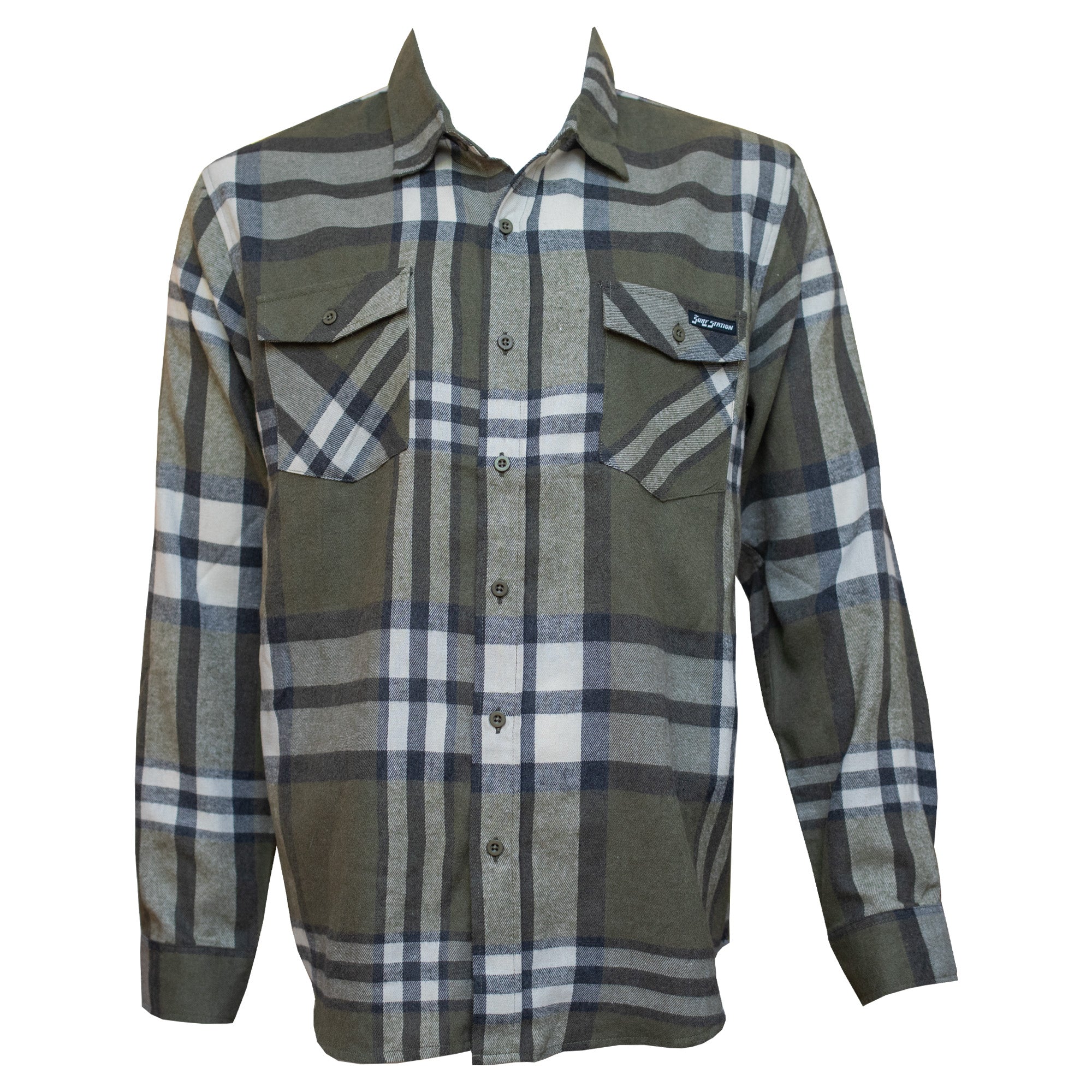 Surf Station Early Morning Men's L/S Sweater Flannel - Army Green