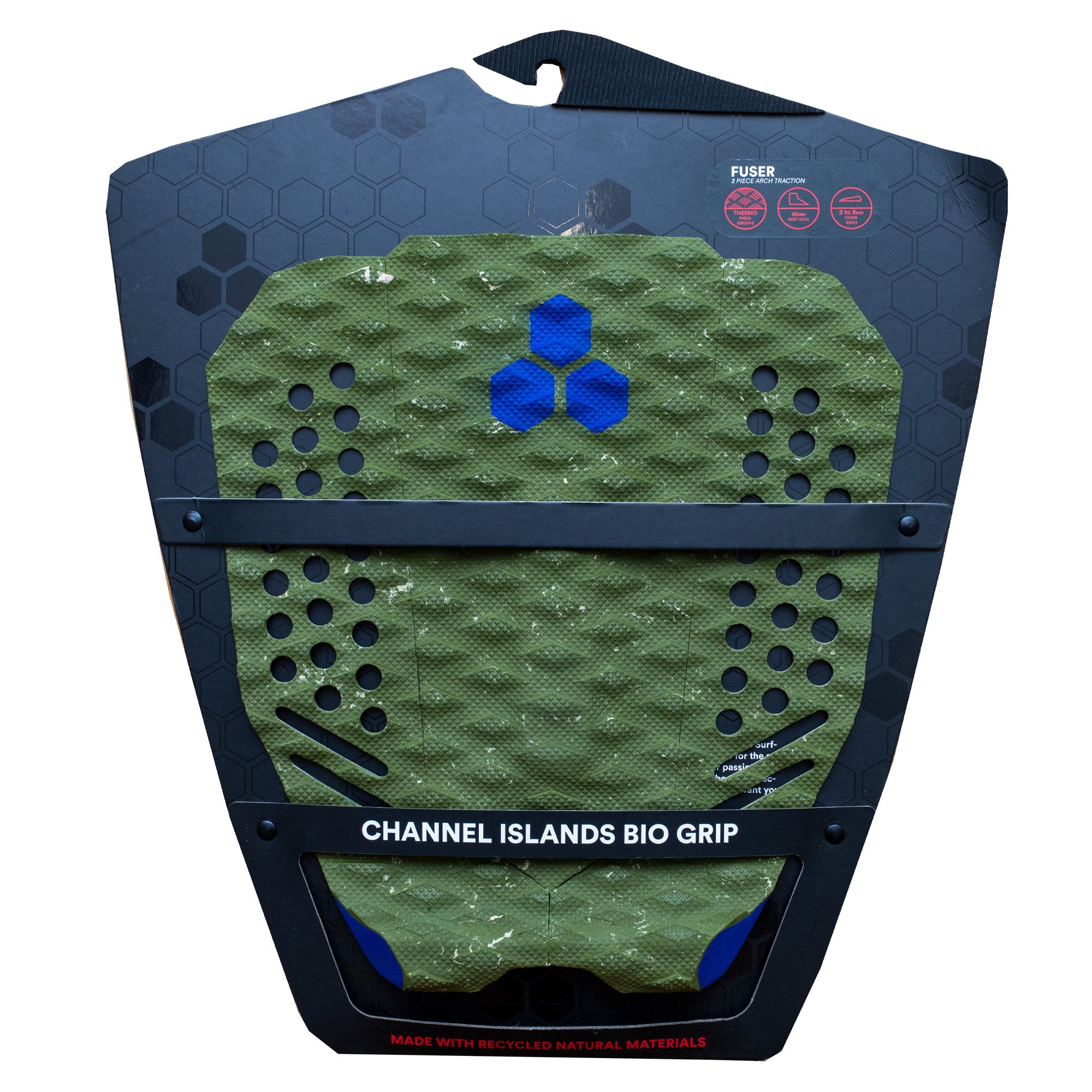 Channel Islands Fuser Flat Traction Pad -Army Green/Blue