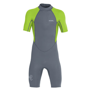 Xcel Axis 2mm Youth Boys S/S Spring Suit - Light Carbon/Fluorescent Lime