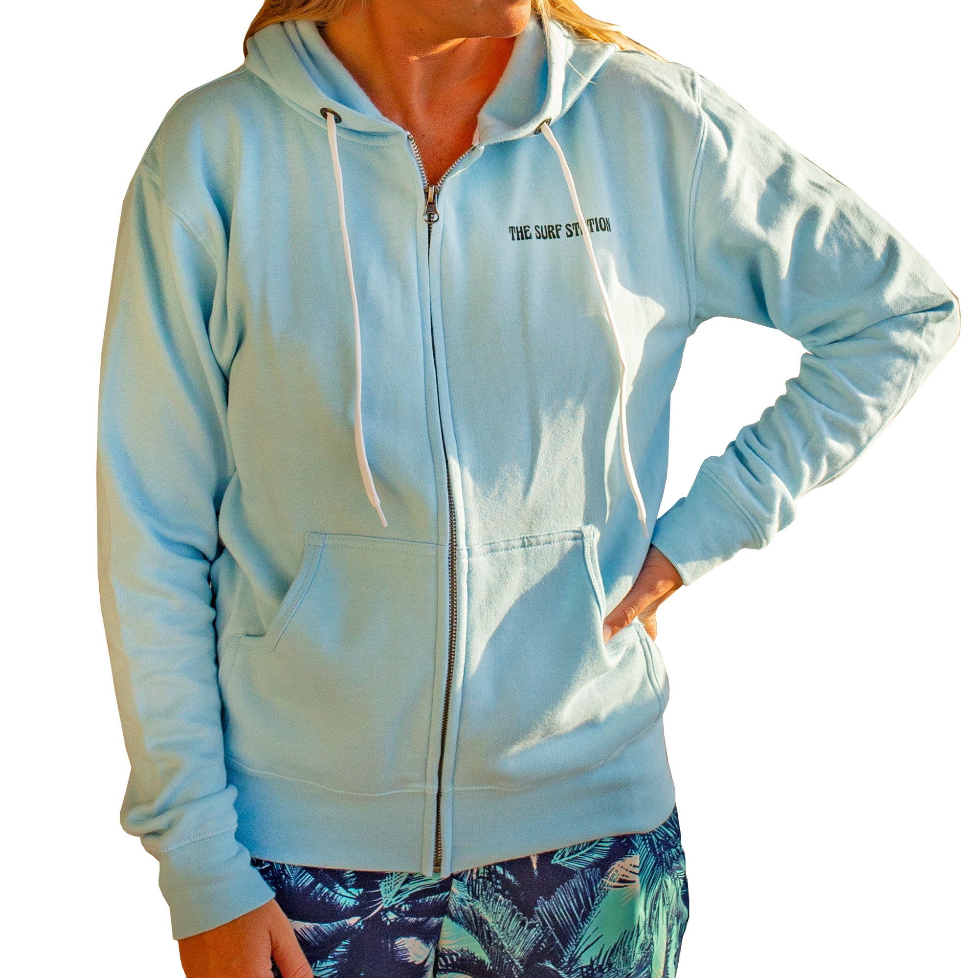 Surf Station Nags Head Full Zip Women's L/S Hoodie - Blue