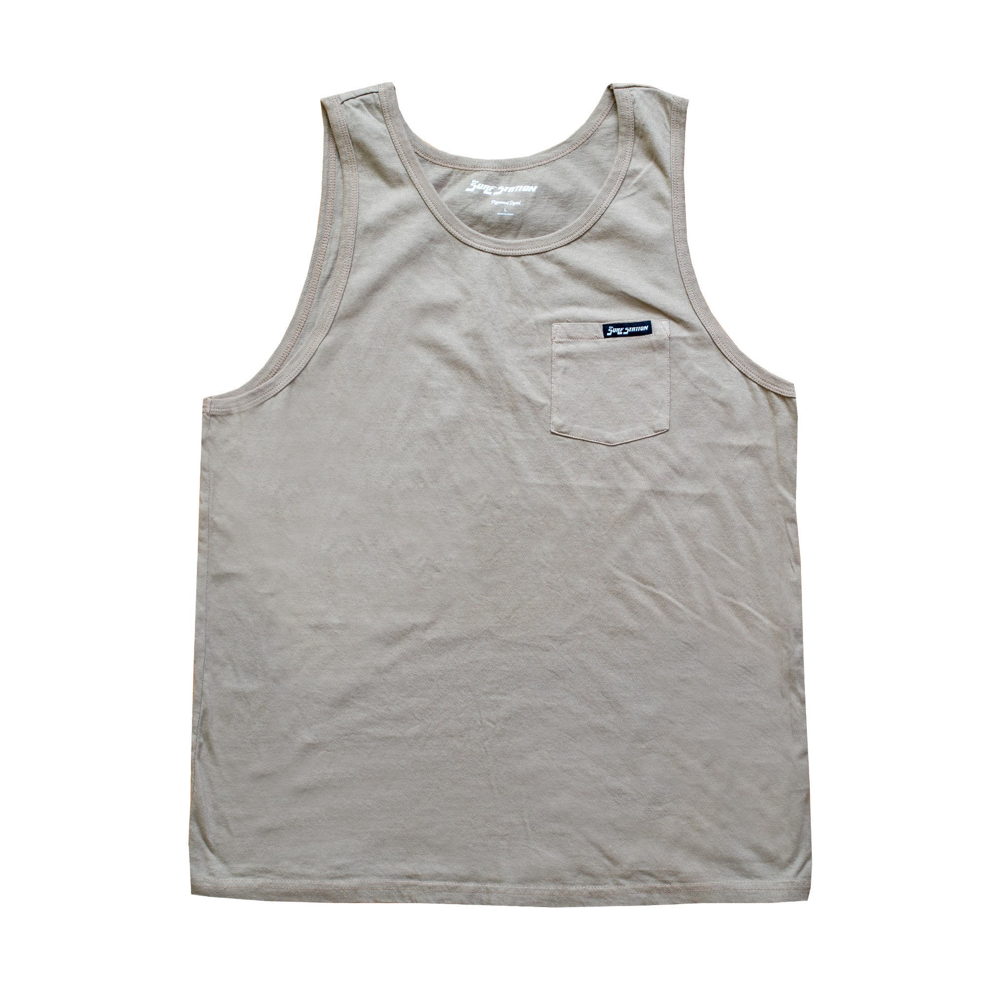 Surf Station Relaxed Pigment Pocket Men's Tank - Khaki