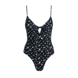 Rhythm Fleur Floral Tie Front Women's One Piece Swimsuit - Black