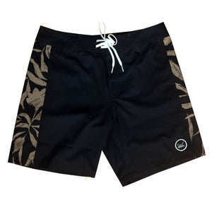 Surf Station Raya 18" Men's Boardshorts - Black/Gold Leaf