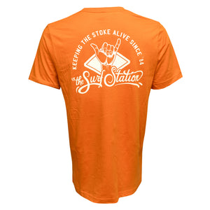 Surf Station x Ryan Leonardy Stoked Men's S/S T-Shirt - Orange