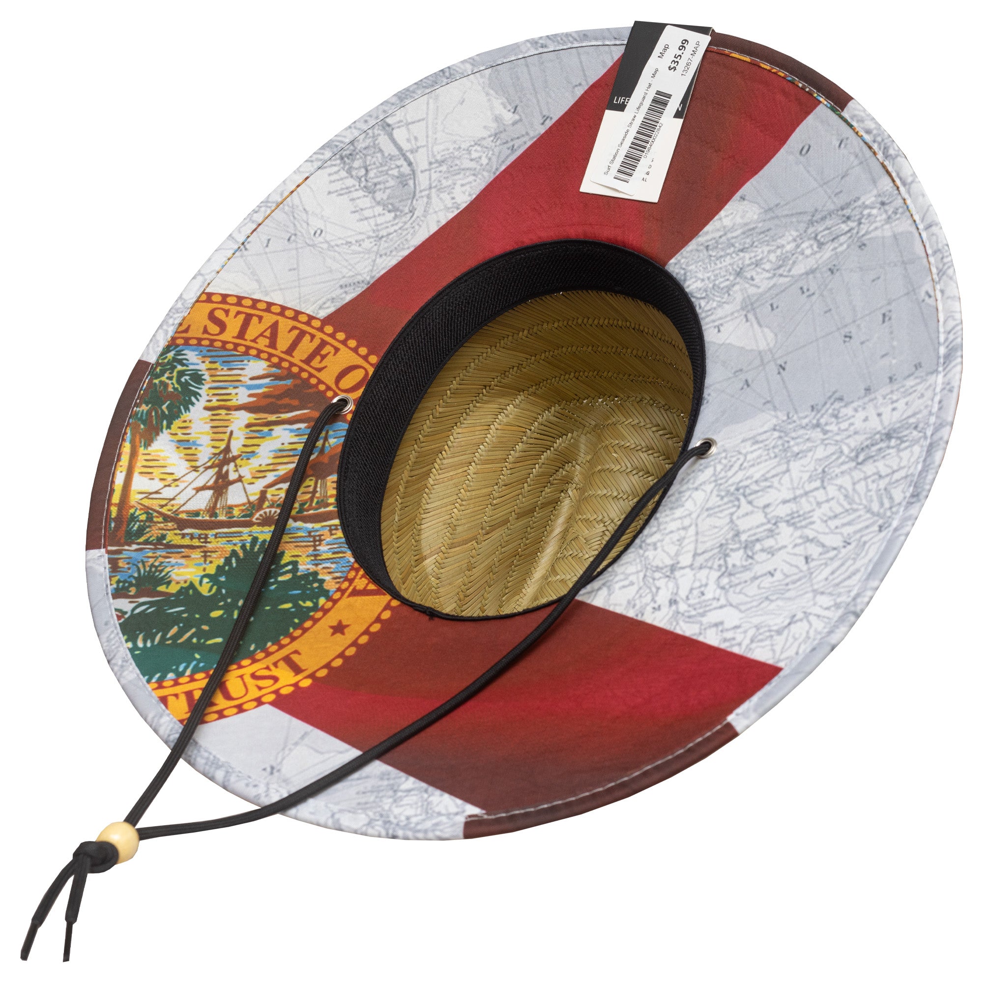 Surf Station Seaside Straw Lifeguard Hat - Map