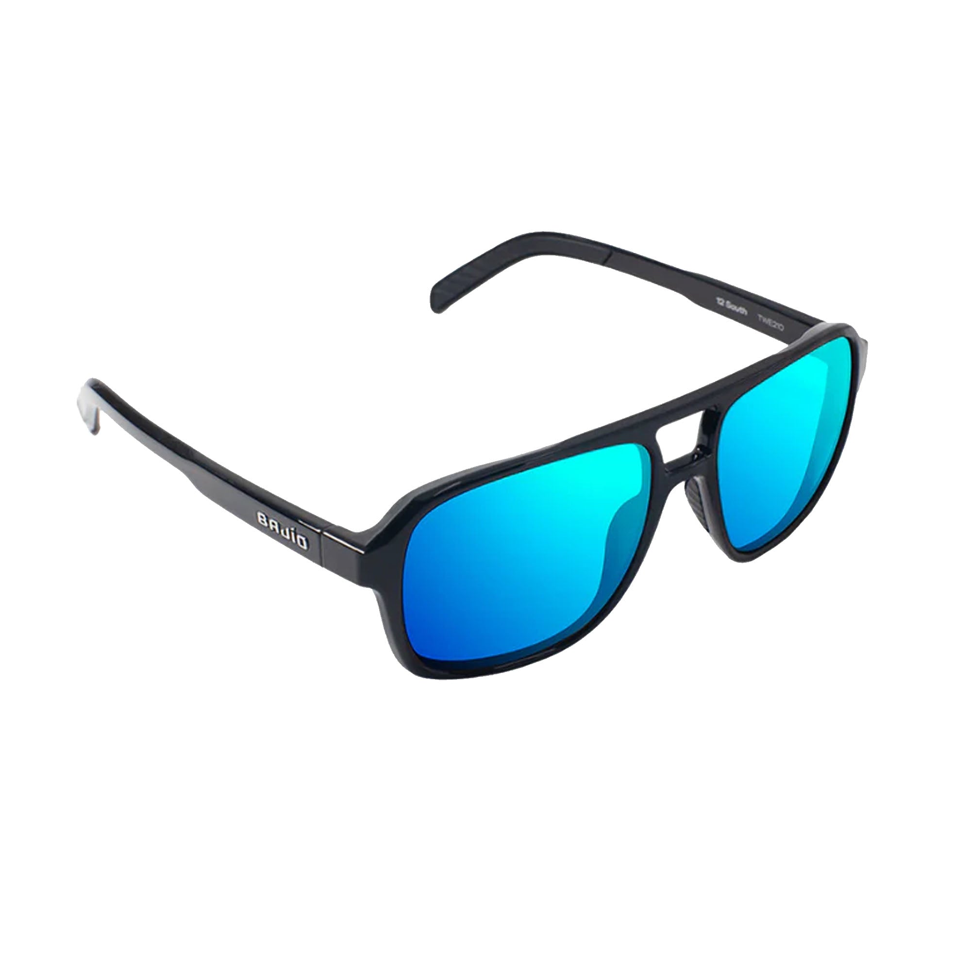 Bajio 12 South Large Women's Sunglasses - Black Gloss/Blue Mirror Polarized