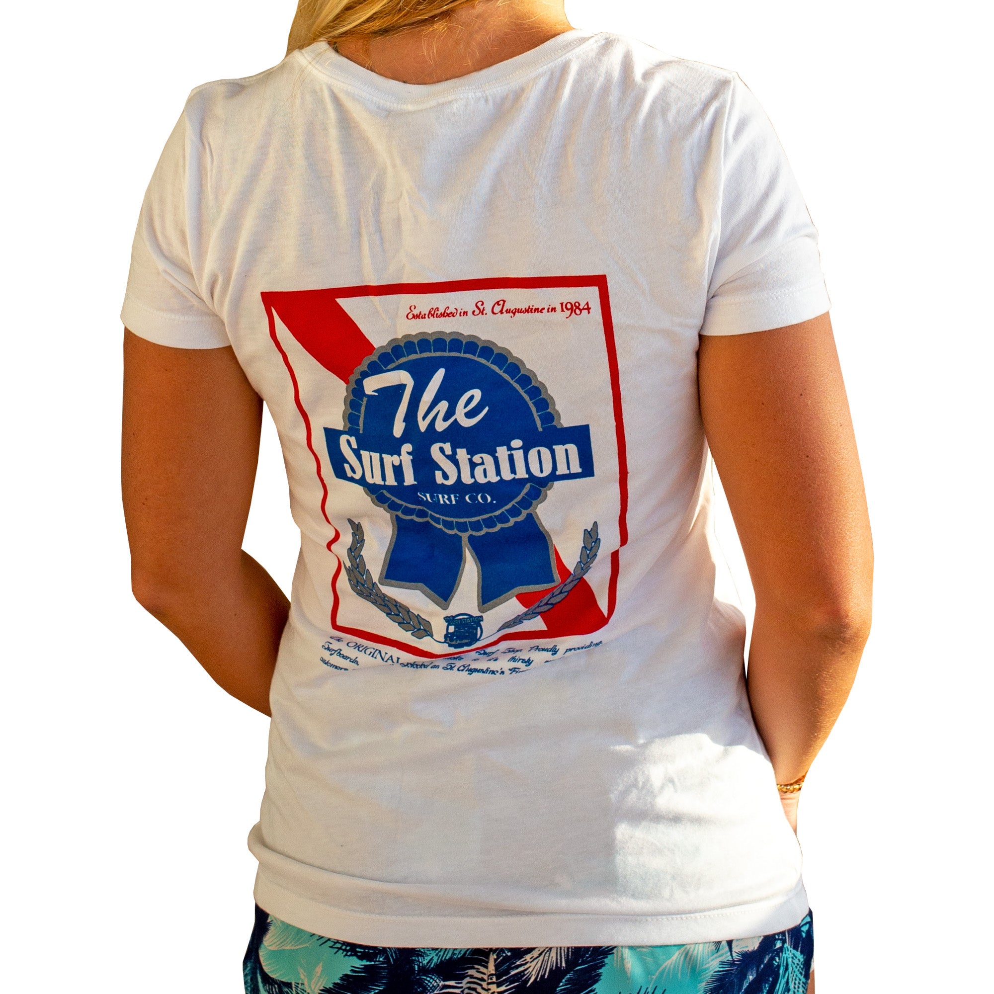 Surf Station Pabst Surf Co Women's S/S T-Shirt - White