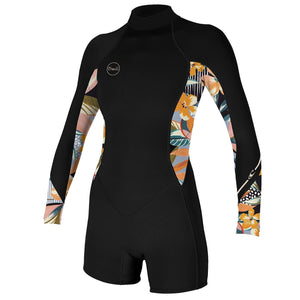 O'Neill Bahia 2/1mm Women's Back Zip L/S Women's Springsuit Wetsuit - Black