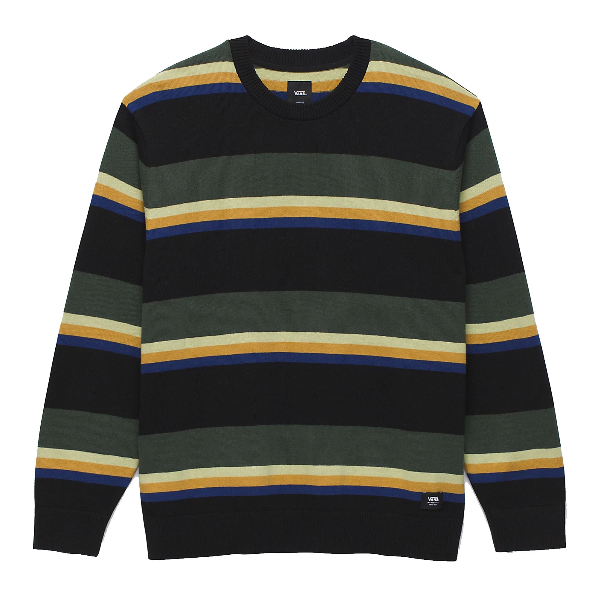 Vans Tacuba Stripe Men's L/S Sweater - Black/Deep Forest