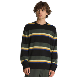 Vans Tacuba Stripe Men's L/S Sweater - Black/Deep Forest