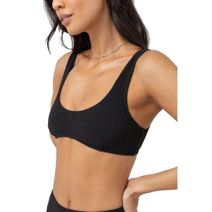 Rhythm Isla Rib ECO Crop Top Women's Bikini Top - Black