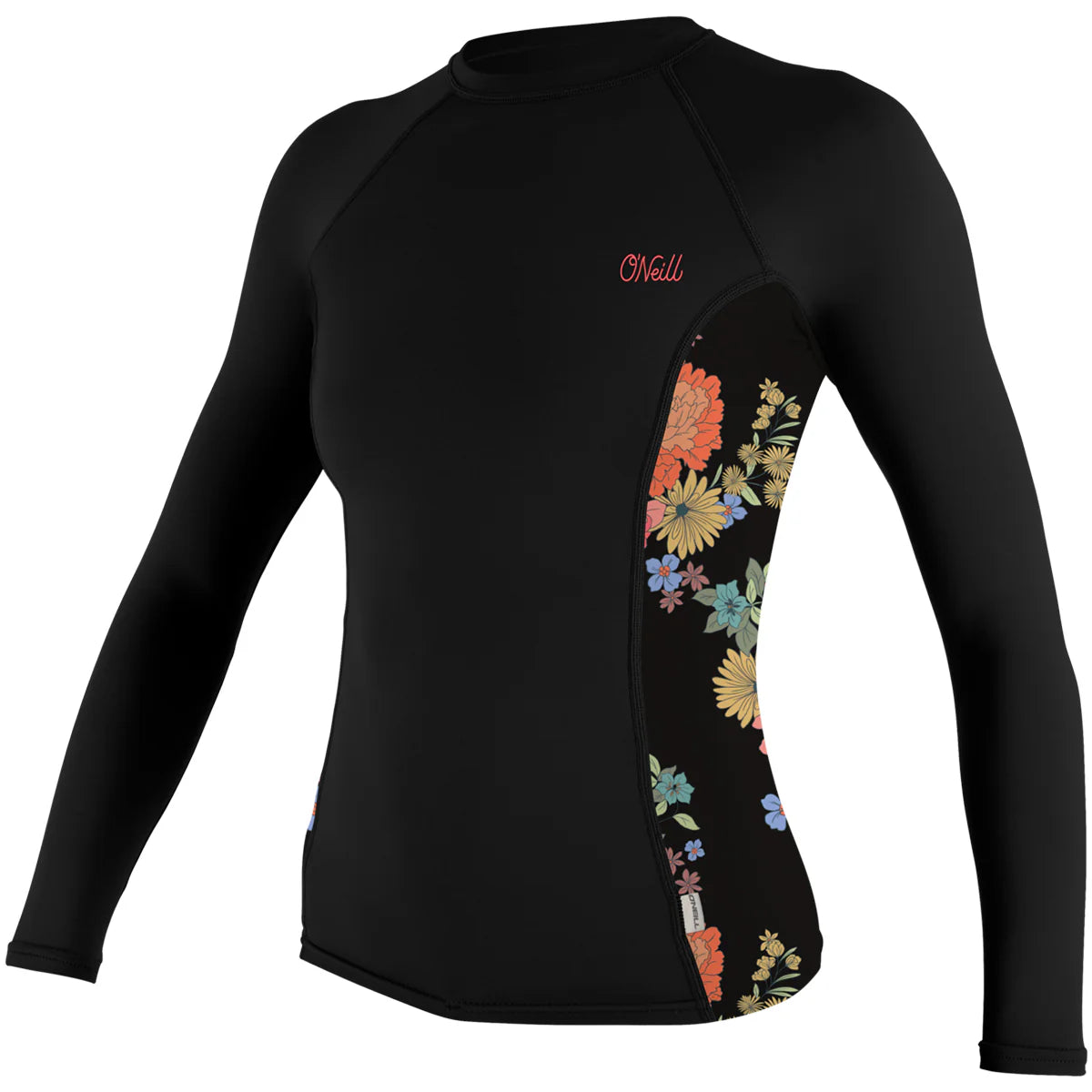 O'Neill Side Print Women's L/S Rashguard - Black/Kali Floral