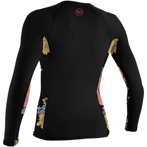 O'Neill Side Print Women's L/S Rashguard - Black/Kali Floral