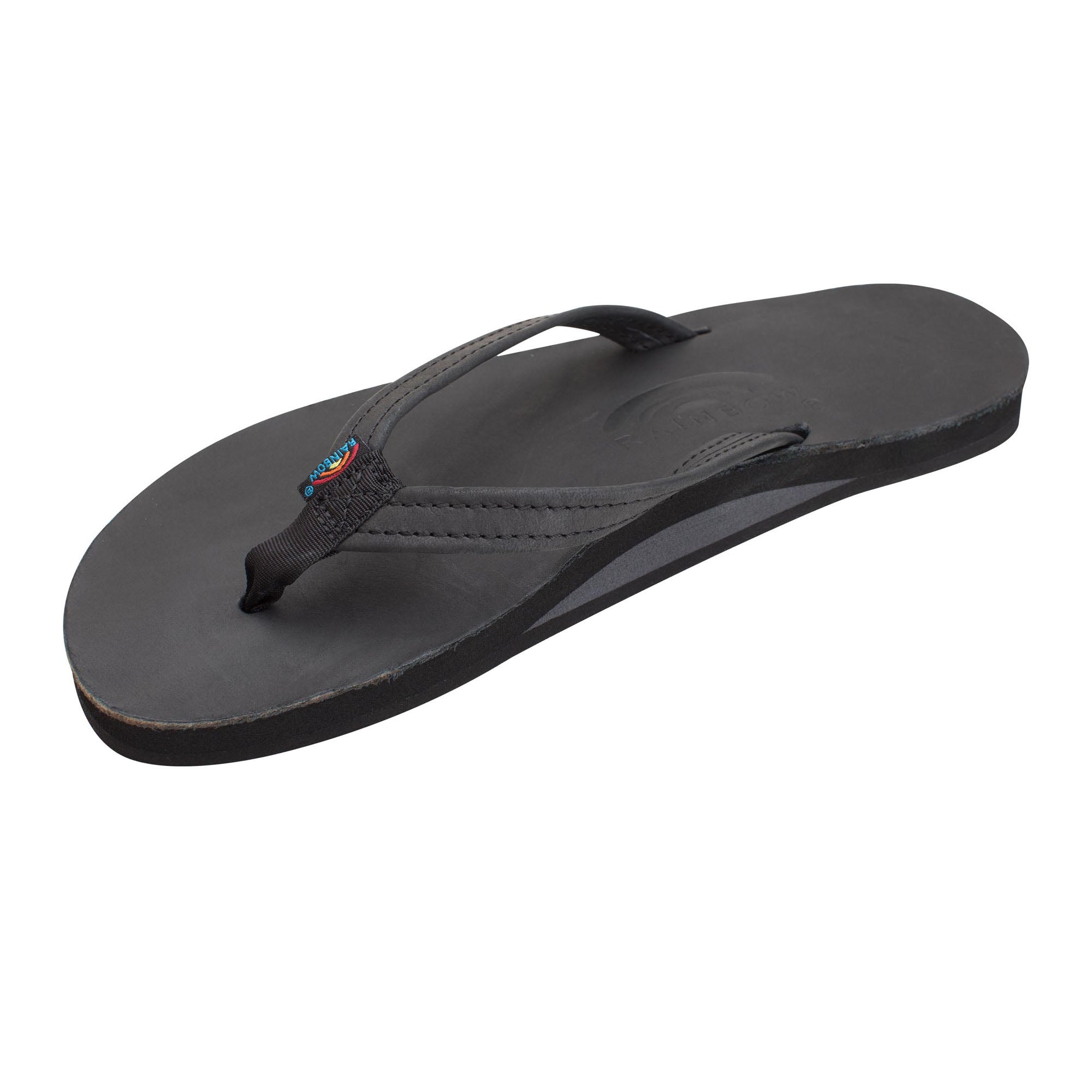 Rainbow Single Classic Leather Women's Sandals - Black