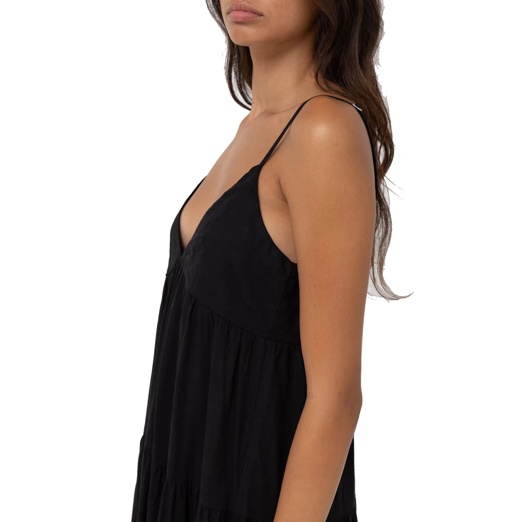 Rhythm Classic Tiered Midi Women's Dress - Black