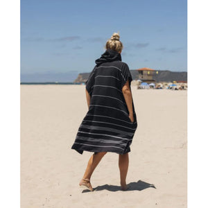 Sand Cloud Classic Stripe Hooded Poncho - Black