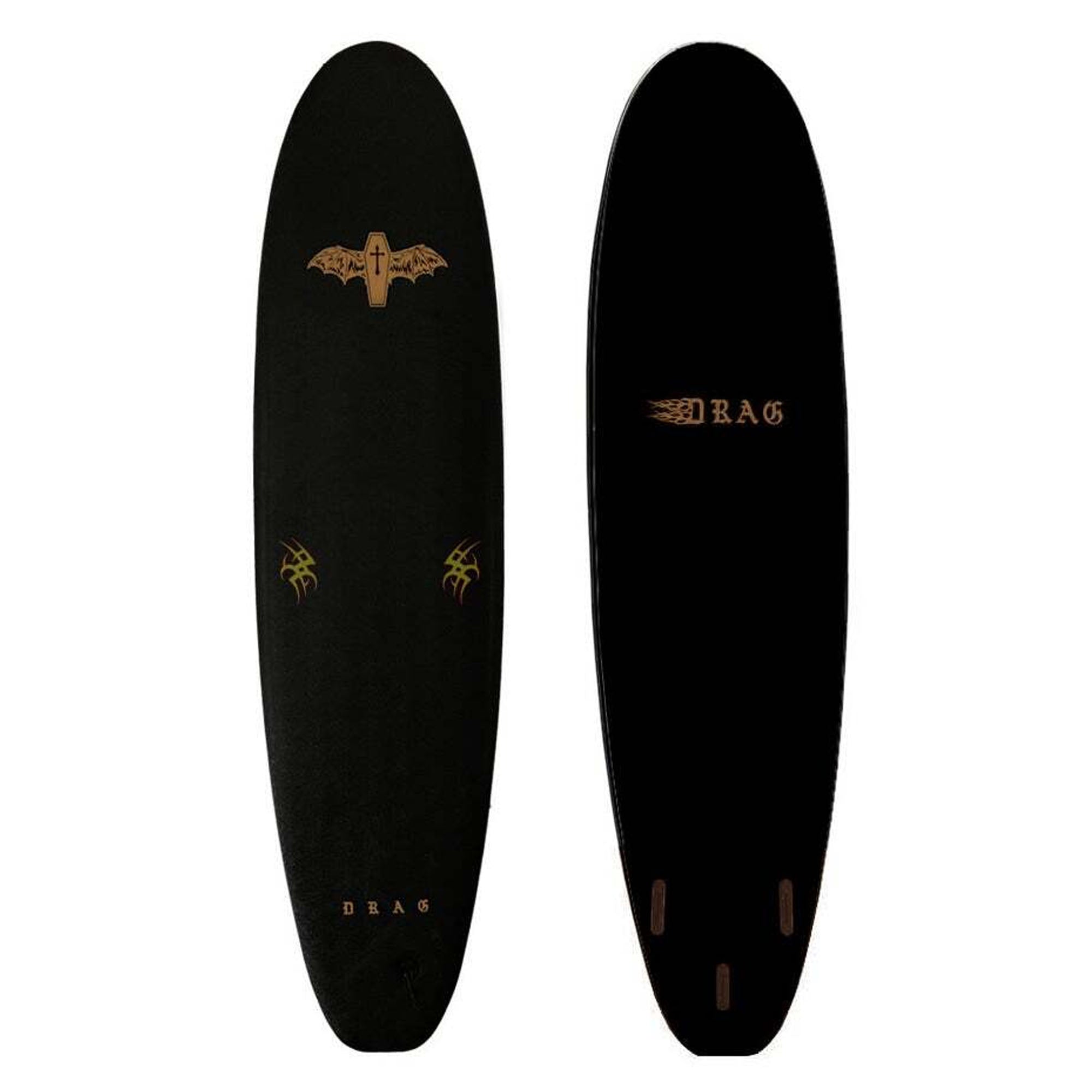 Drag Coffin 7'0 Thruster Soft Surfboard - Black