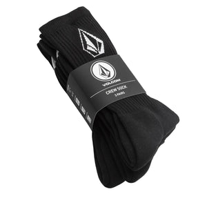 Volcom Full Stone 3-Pack Men's Crew Socks - Black