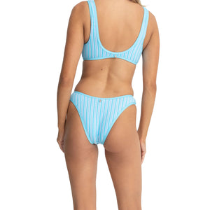 Rhythm Terry Strands Stripe Hi Cut Women's Bikini Bottoms - Blue