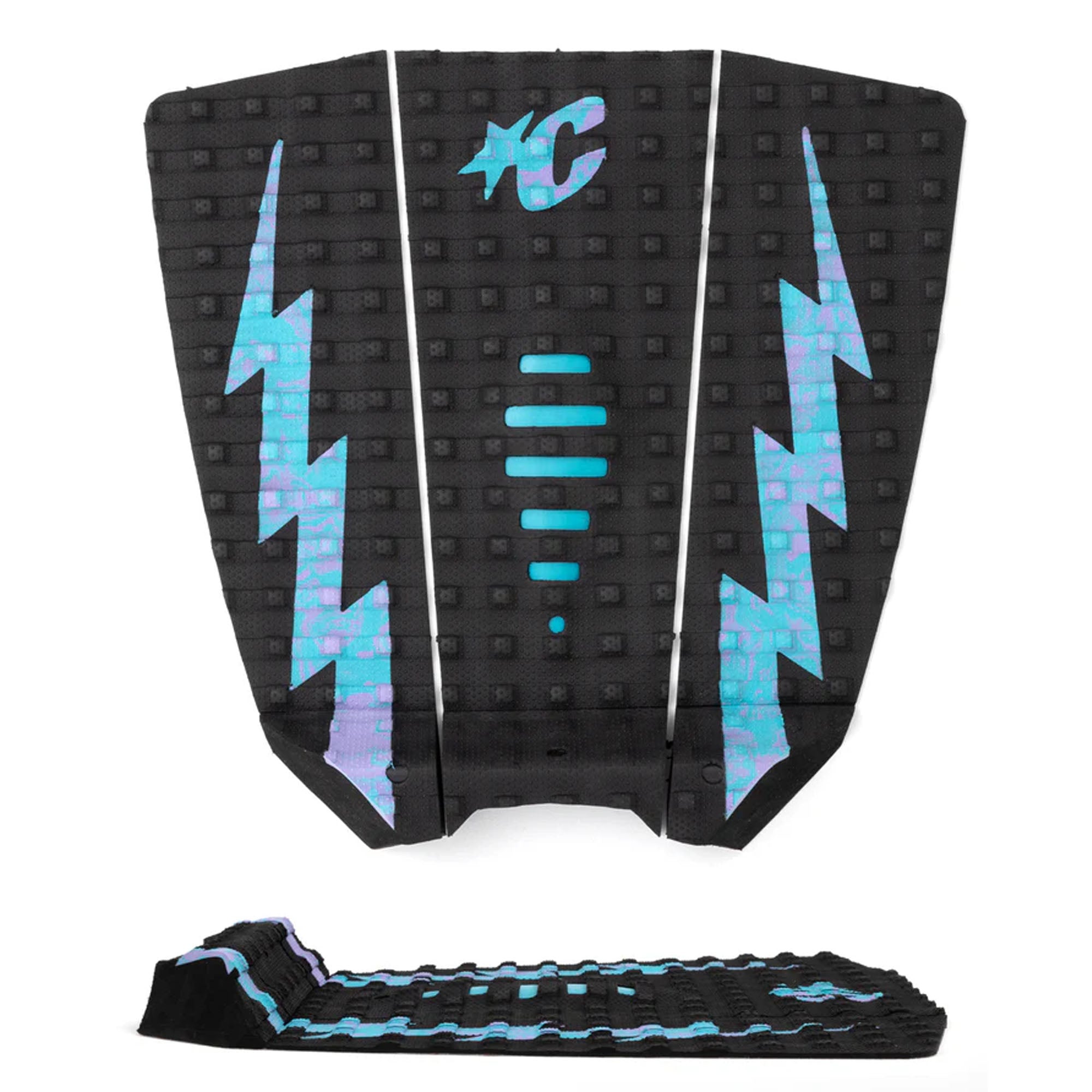 Creatures of Leisure Mick Eugene Fanning Lite ECOPURE Traction Pad - Black Fluro Blue Lavender Swirl