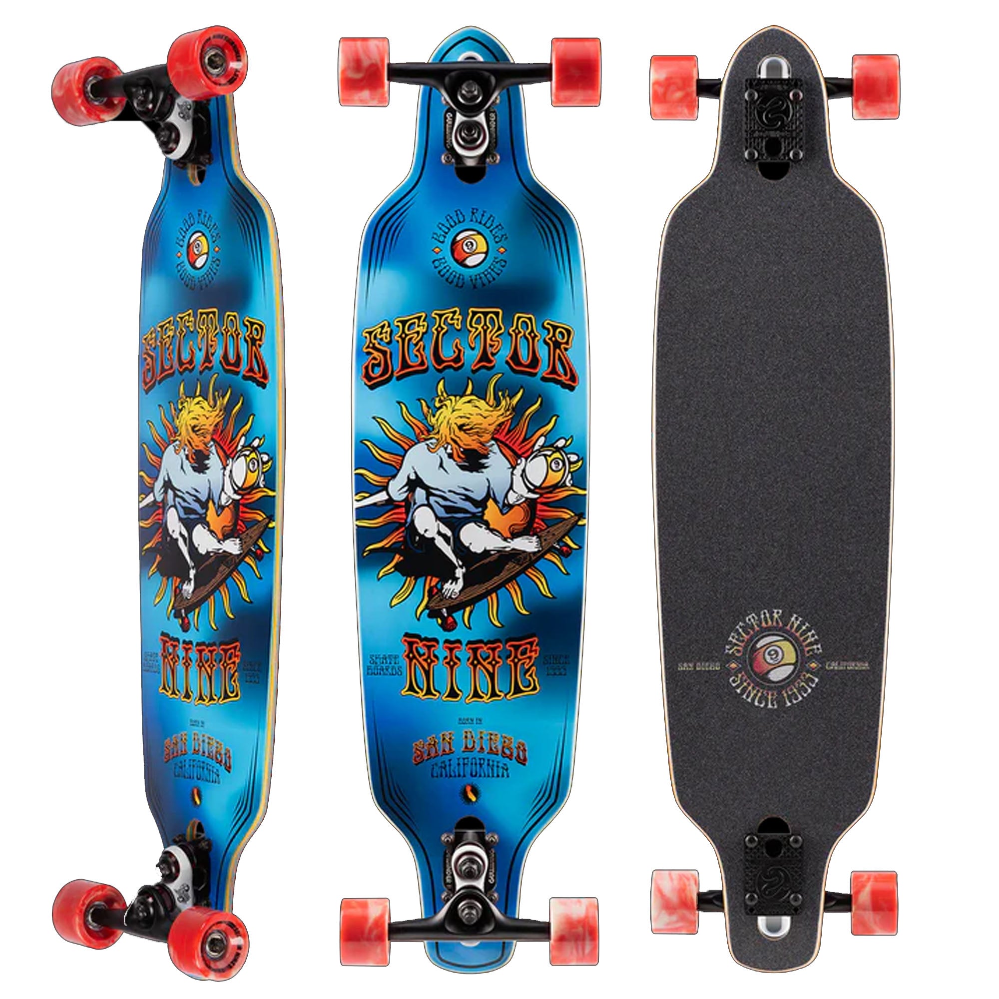 Sector 9 9er Mini Fractal 34” Complete Skateboard - Blue