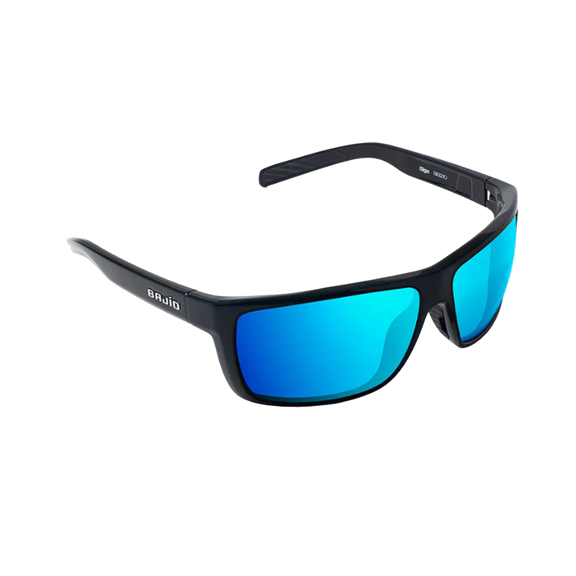 Bajio Sigs Medium Polarized Men's Sunglasses - Black Gloss/Blue Mirror