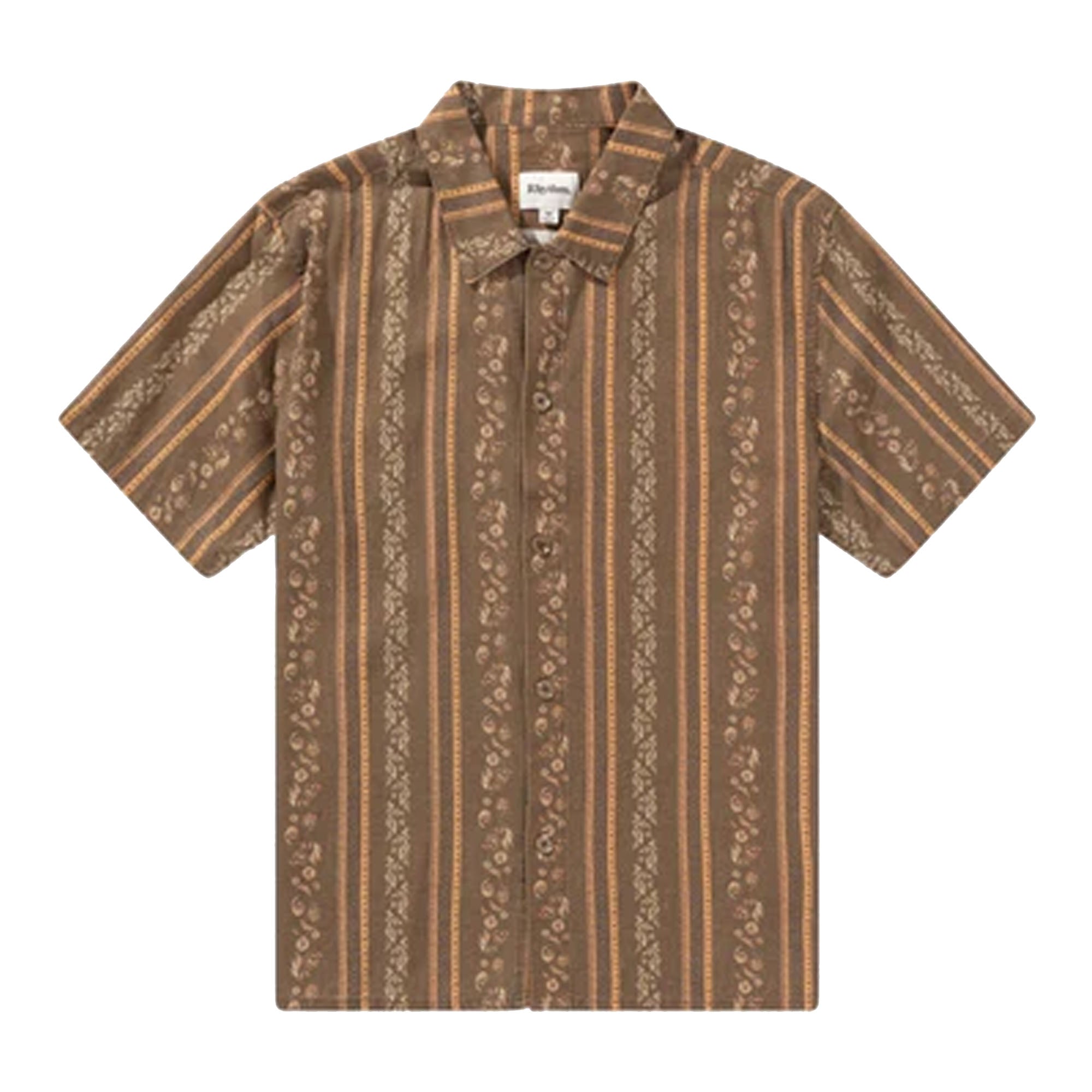 Rhythm Paisley Stripe Men's S/S Dress Shirt - Tobacco