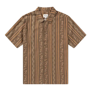 Rhythm Paisley Stripe Men's S/S Dress Shirt - Tobacco