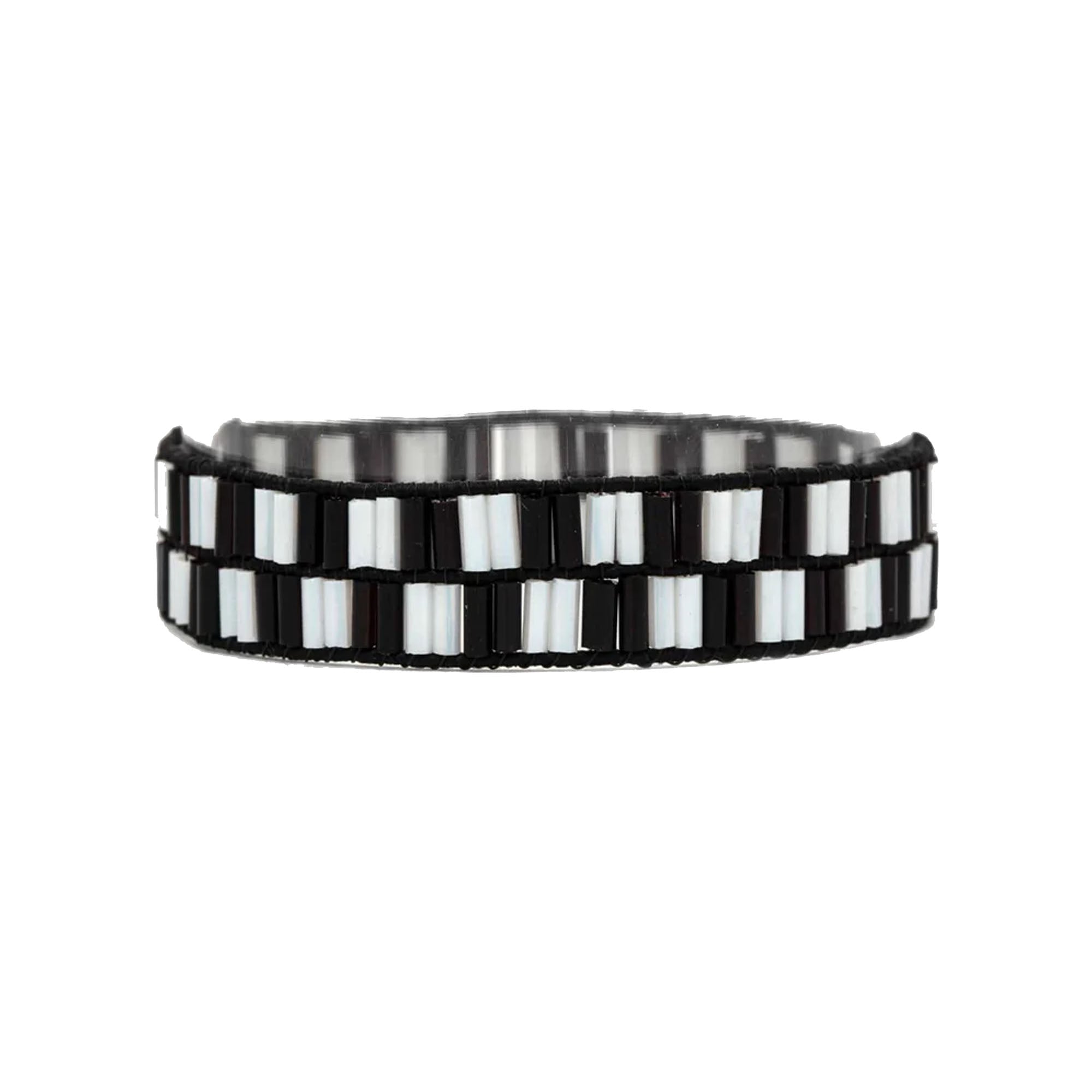 Pura Vida Checkerboard Seed Bead Stretch Bracelet - Black