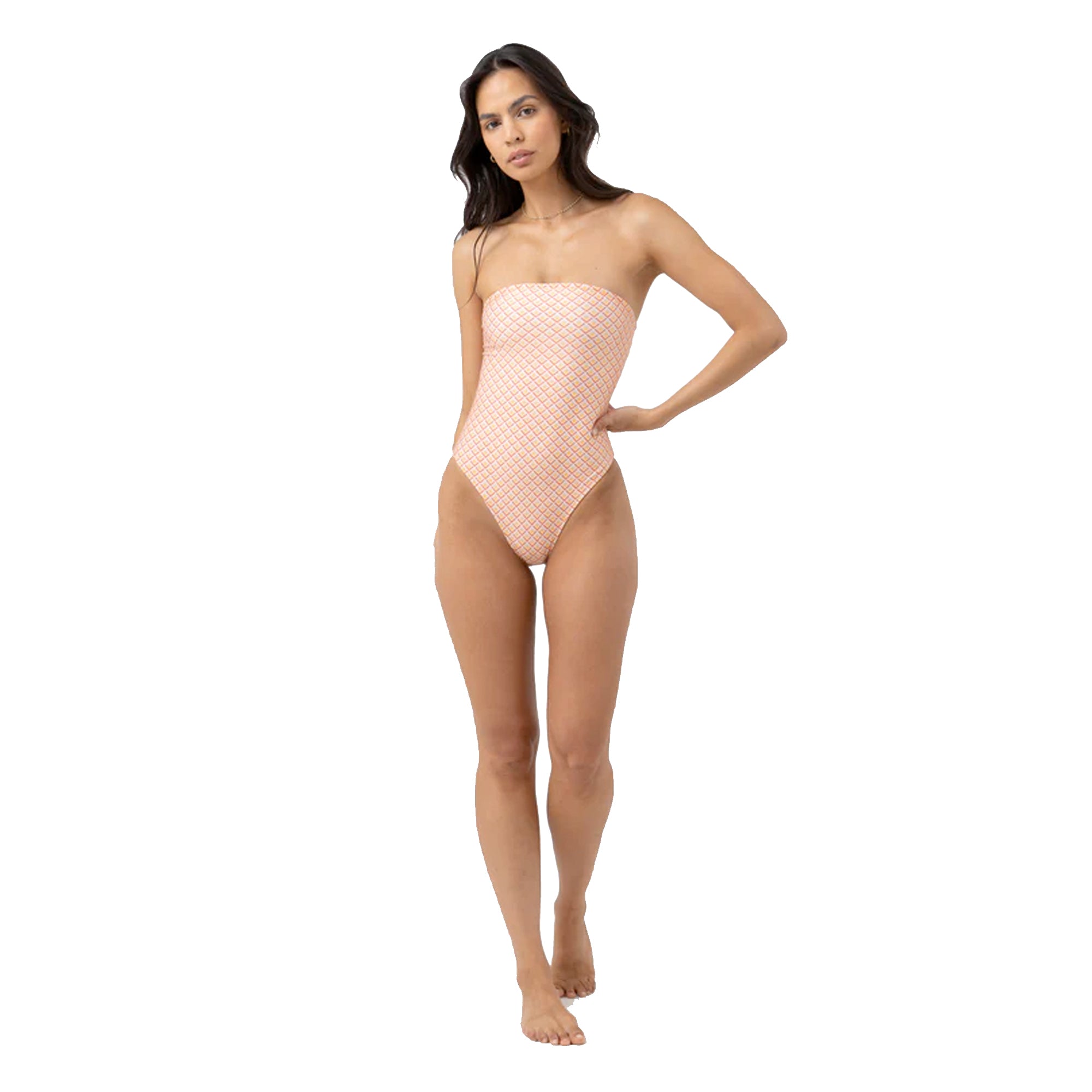 Rhythm Cayman Geo Strapless Women's One Piece - Mandarin