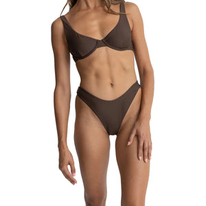 Rhythm Classic Hi Cut Women's Bikini Bottoms - Chocolate