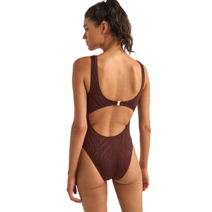 Rhythm Amazon Square Neck Women's One Piece Swimsuit - Chocolate