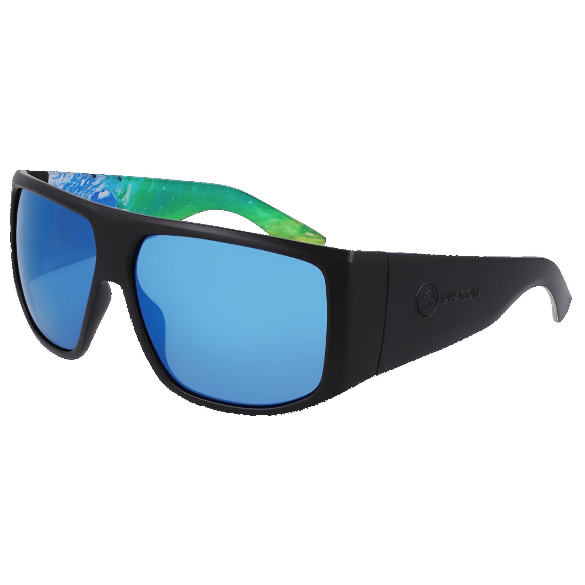 Dragon Fin Clark Little Men's Sunglasses - Matte Black/Blue ION Polarized