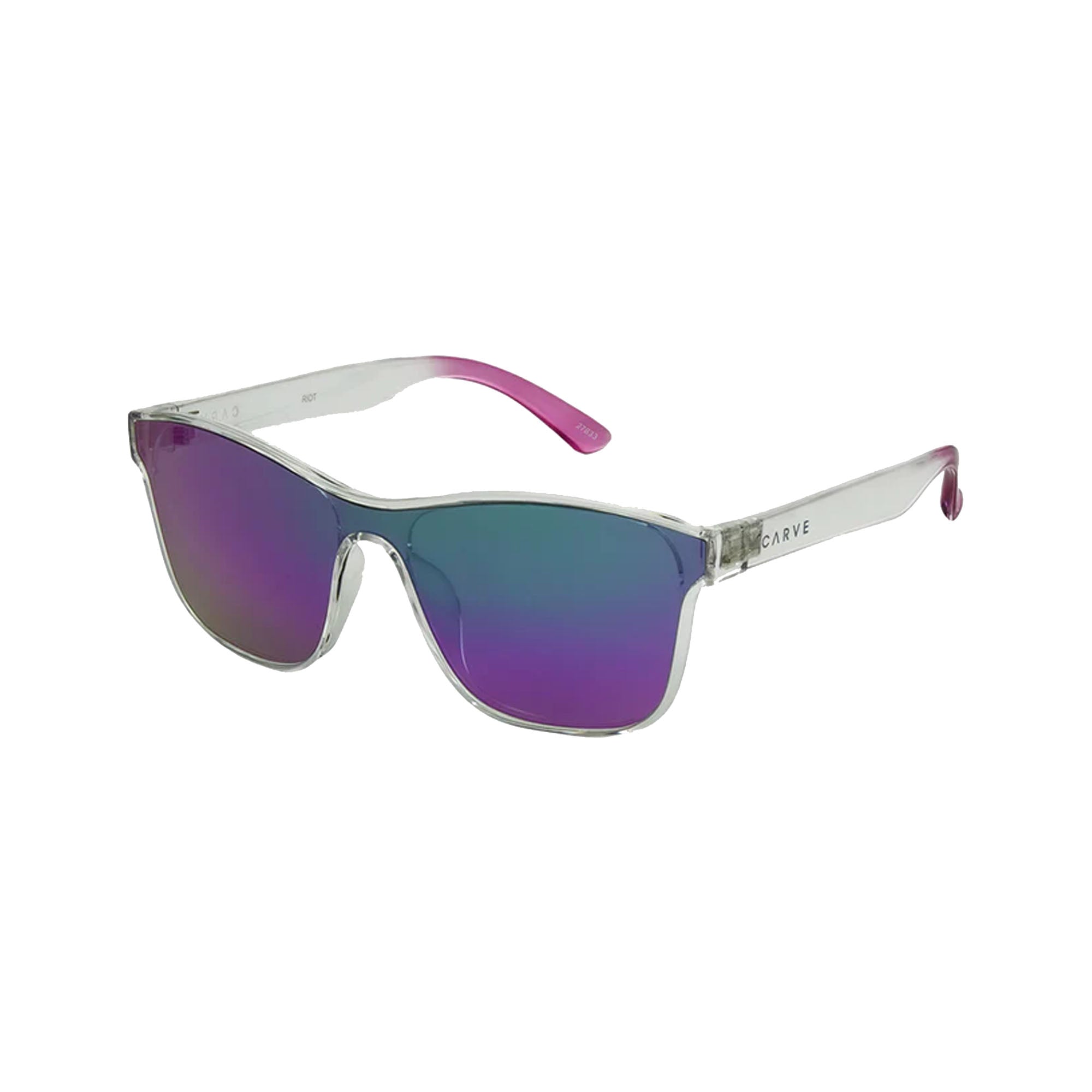 Carve Riot Women's Sunglasses - Crystal Clear/Grey w/ Aqua Purple Iridium