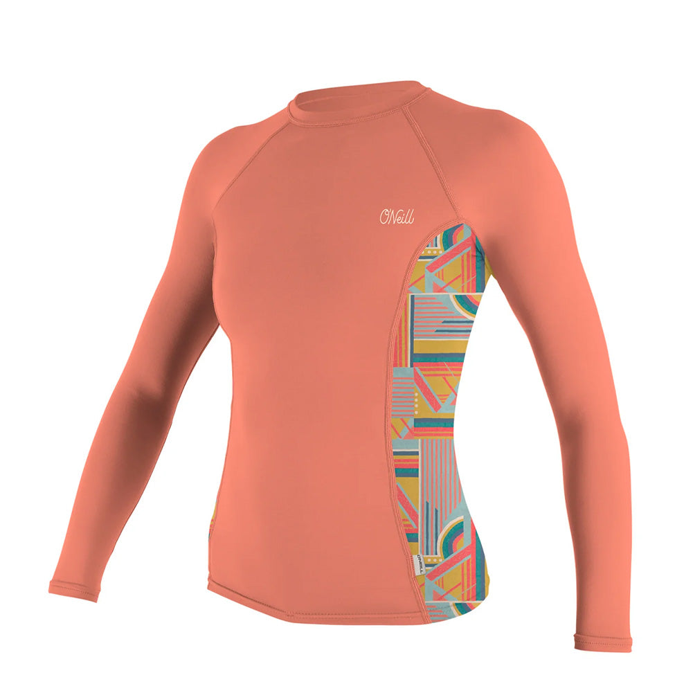 O'Neill Side Print Women's L/S Rash Guard - Coral