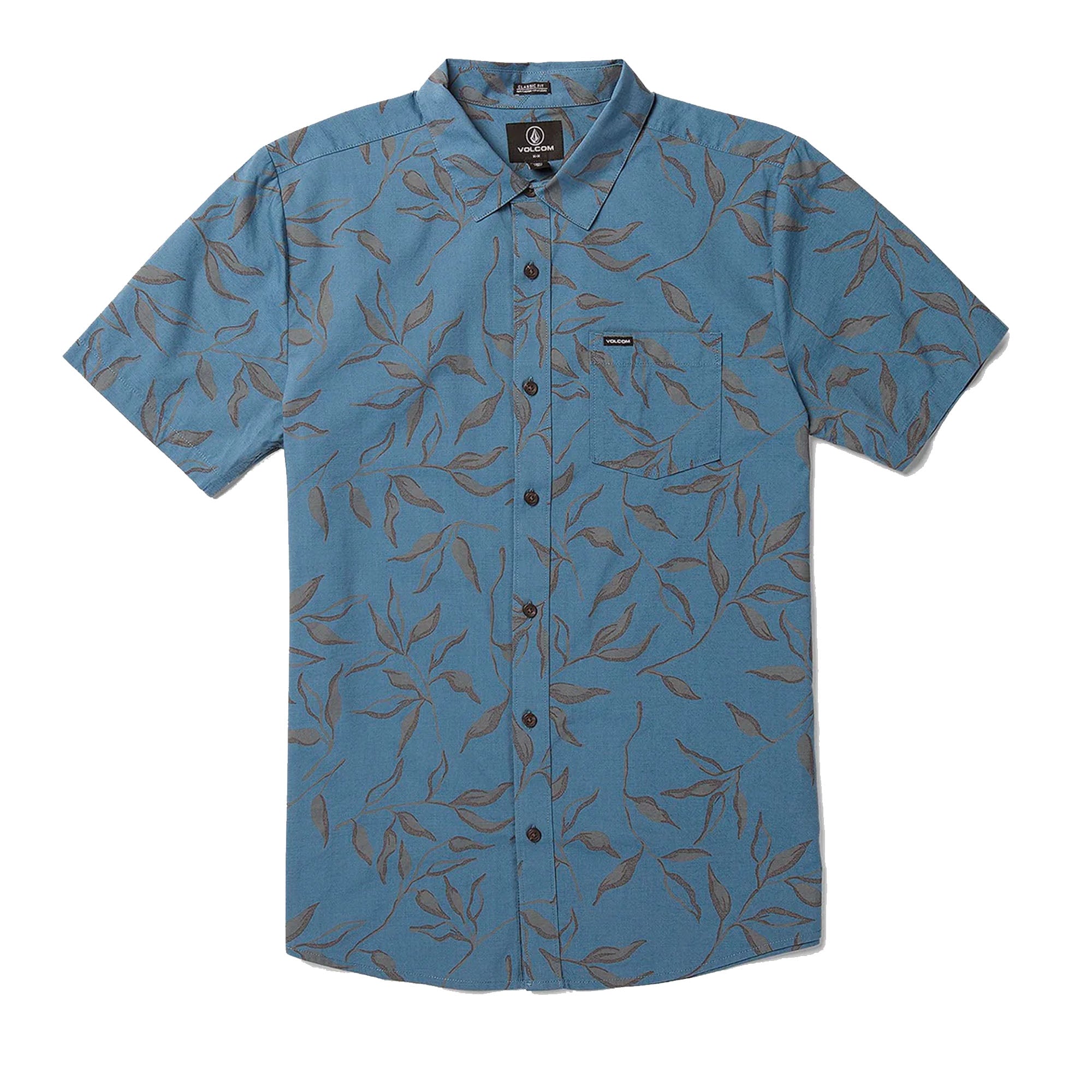 Volcom Stone Mash Men's S/S Dress Shirt - Blue