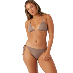 O'Neill Saltwater Solids Maracas Tie Side Women's Bikini Bottoms - Deep Taupe