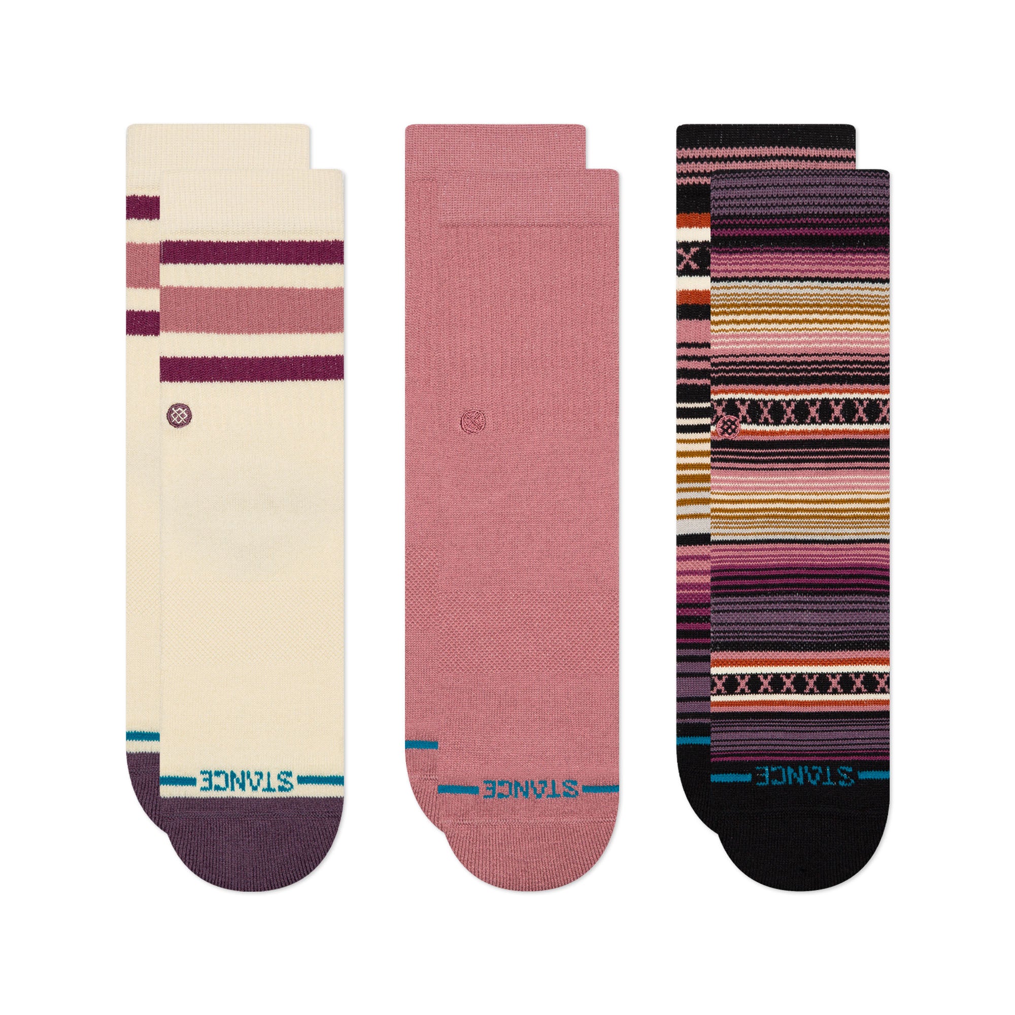 Stance Icon Mixed Youth Kid's Crew Socks - Dusty Rose