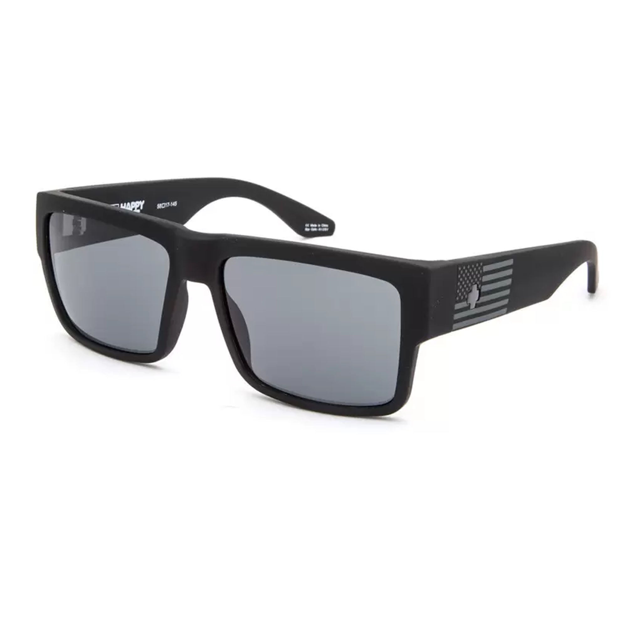 Spy Cyrus Men's Sunglasses - Matte Black Gloss/Flag Happy Grey Green