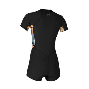 O'Neill Bahia Women's 2/1mm Front Zip S/S Women's Springsuit Wetsuit - Black/Demi Floral