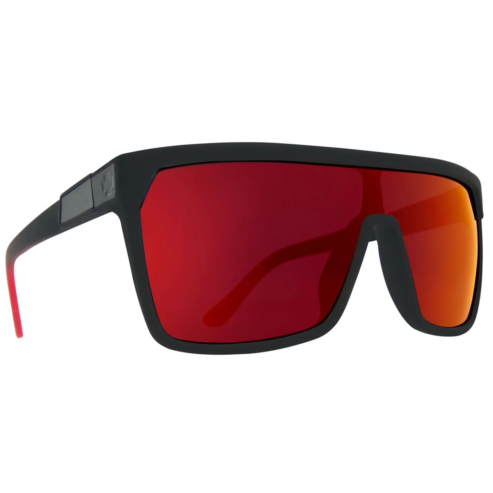 Spy Flynn Men's Sunglasses - Soft Matte Black/Red Fade HD Plus Gray Green w/ Red Light Spectra Mirror